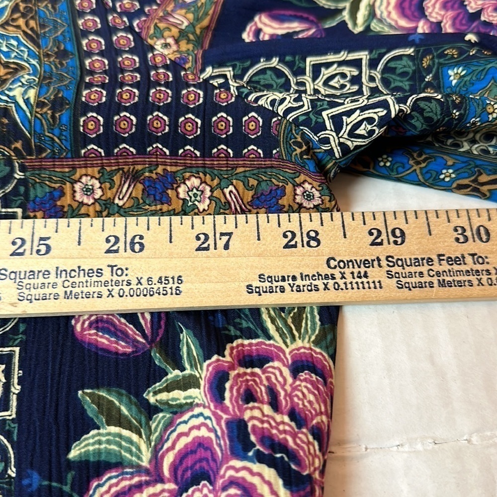 Patchwork Tapestry Boho Blouse | Hidden Button Front · 90s Art-to-Wear - Picture 7 of 11